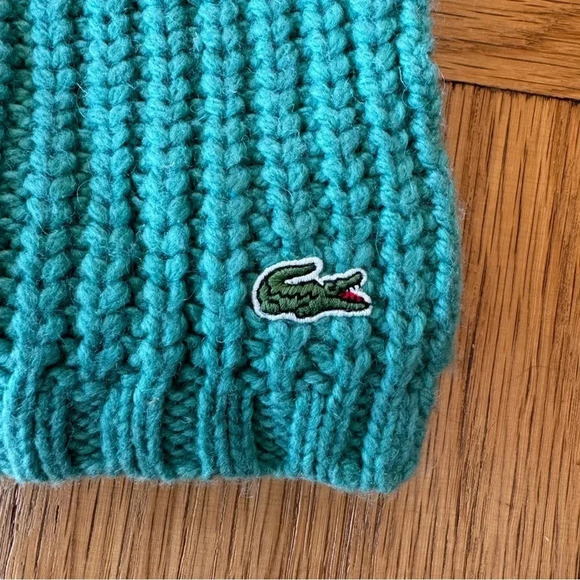 Lacoste Long Wool Blend Knit Scarf Cozy Winter Accessory - Picture 5 of 7